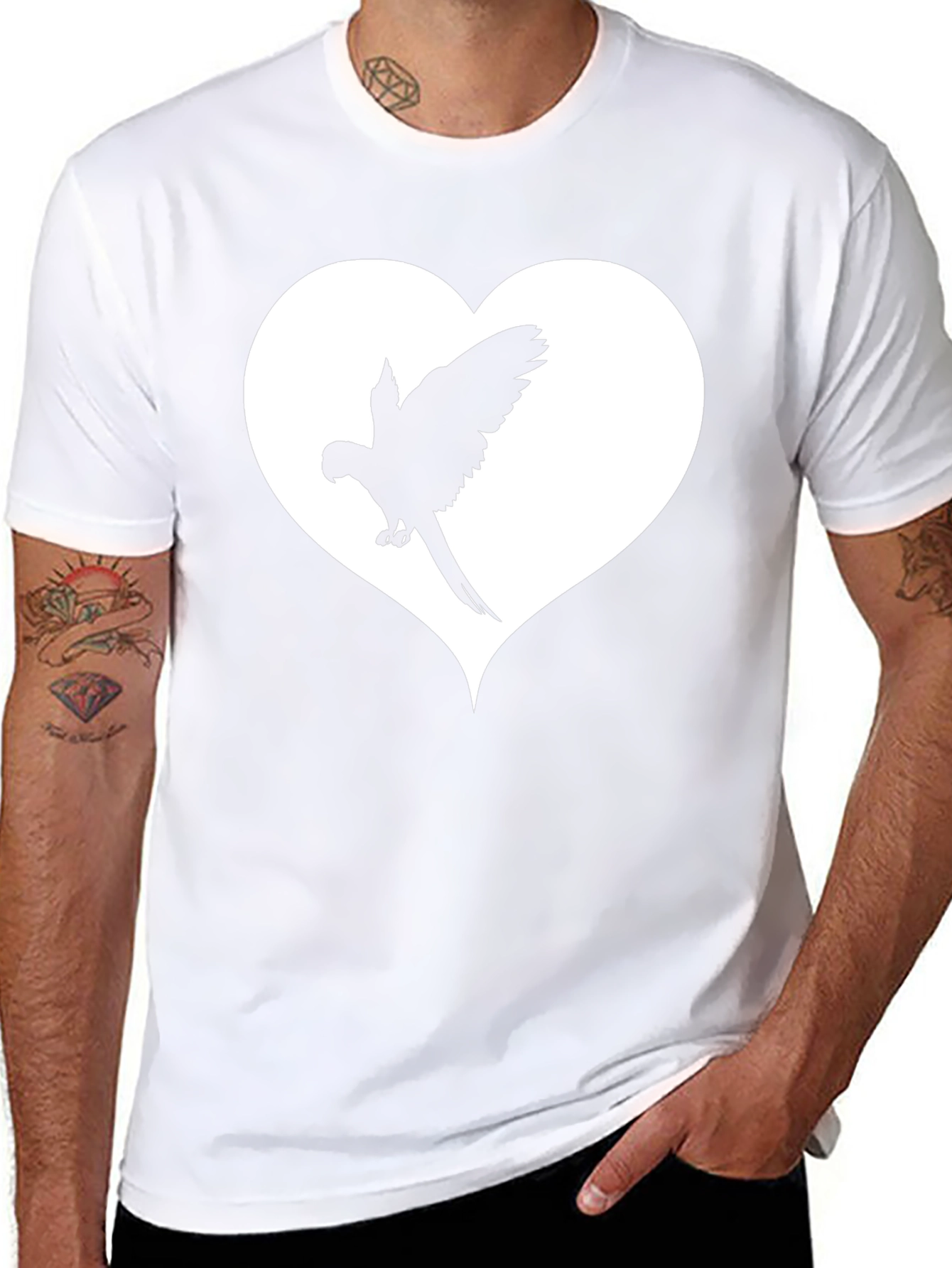 Parrot Heart Graphic Tee - Stylish Bird Lover Shirt