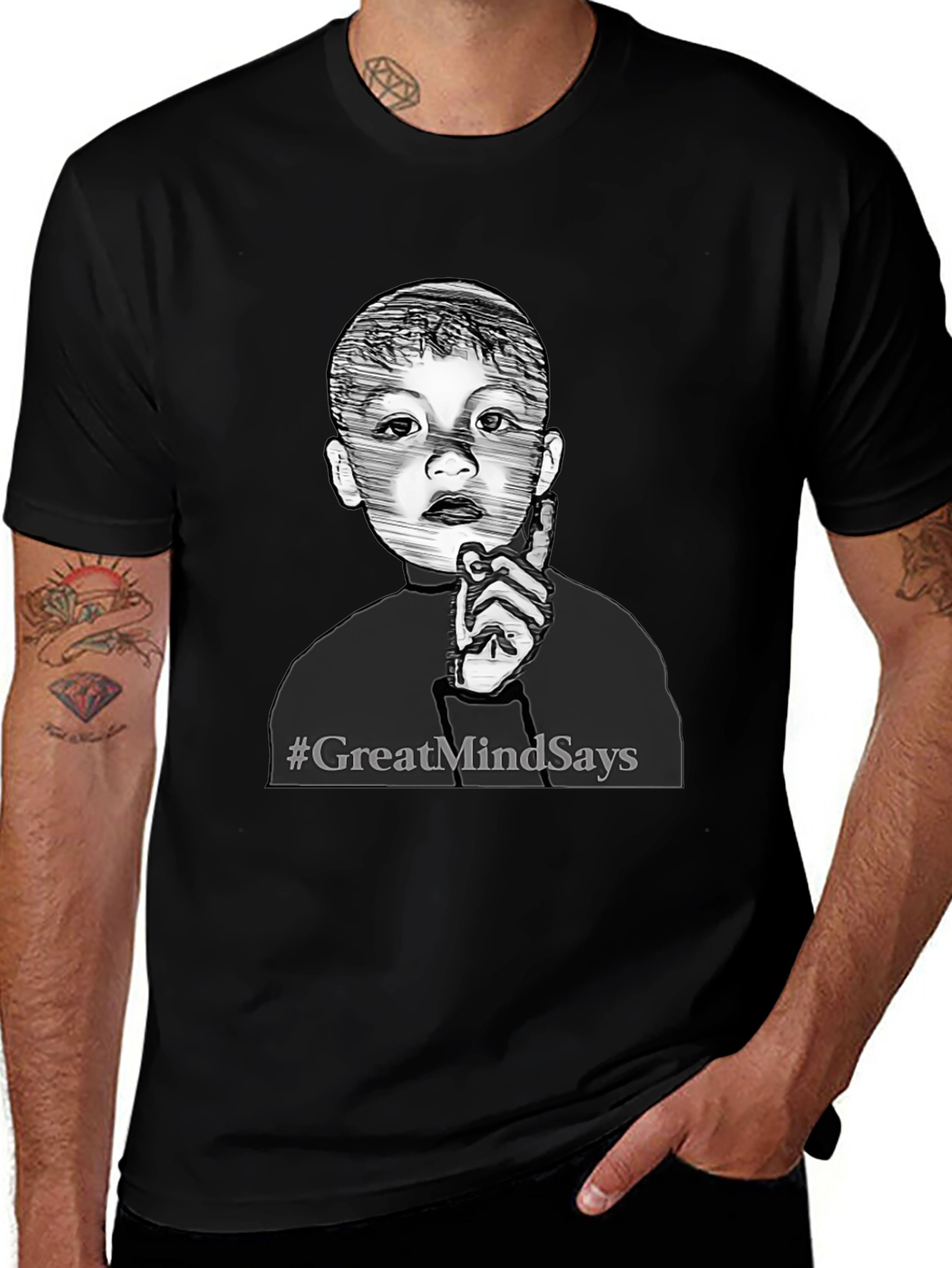 Great Mind Says Graphic Tee - Stylish Black T-Shirt