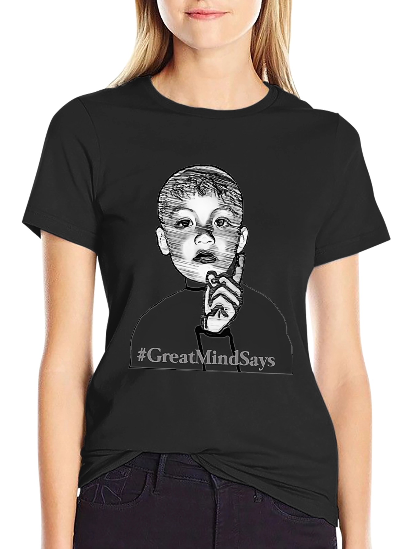 Great Mind Says Graphic Tee - Stylish Black T-Shirt