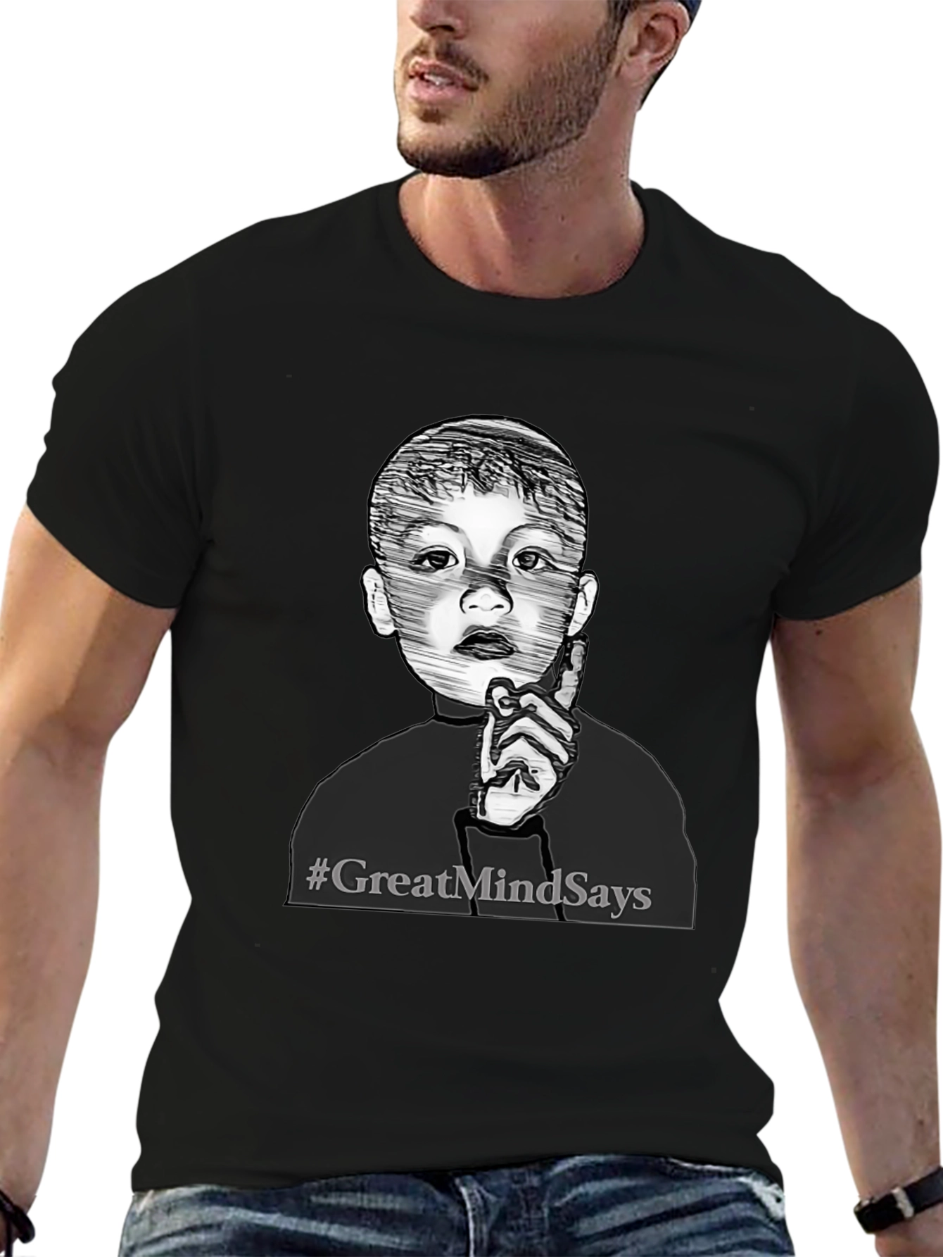 Great Mind Says Graphic Tee - Stylish Black T-Shirt