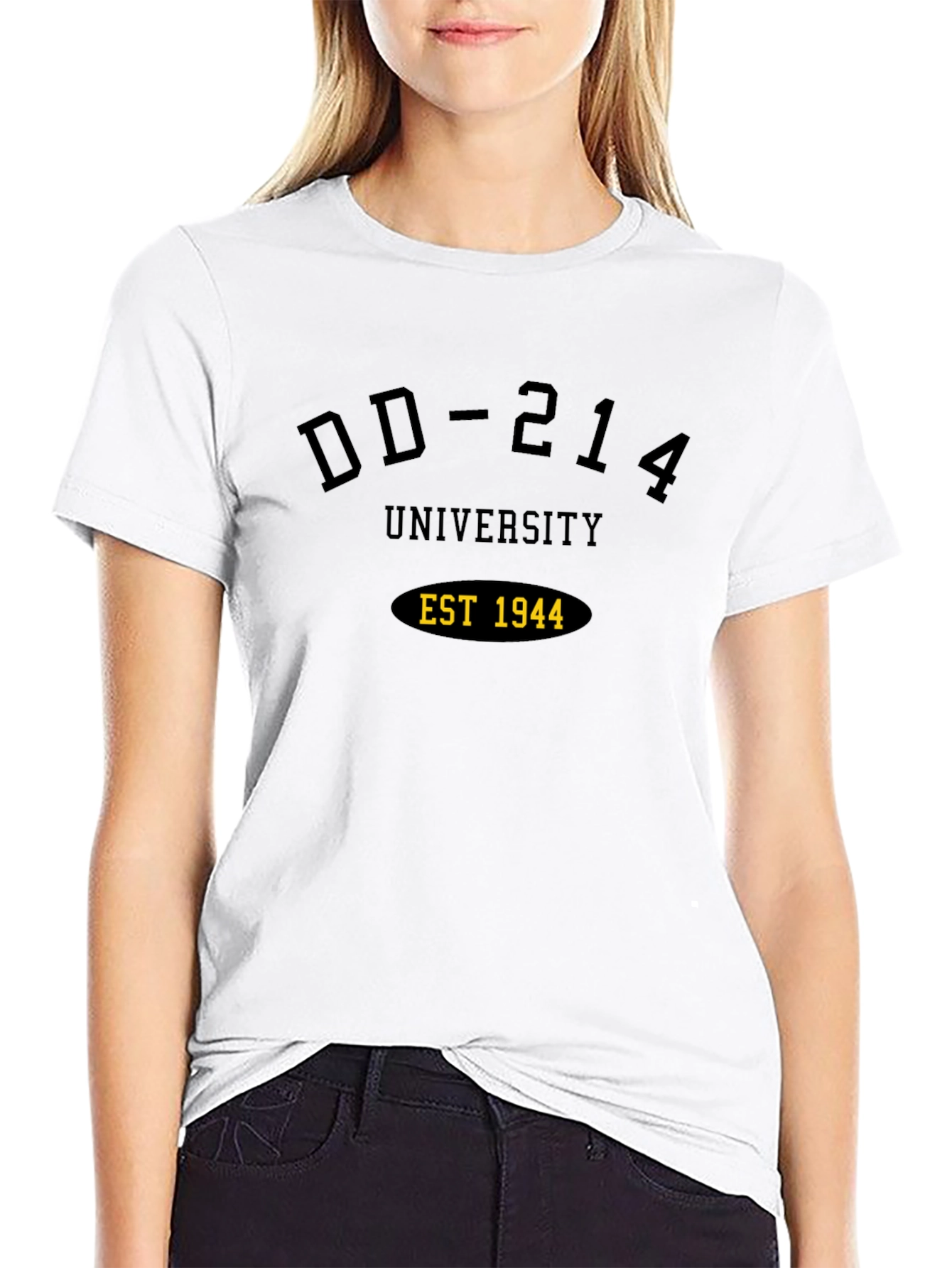 DD-214 University EST 1944 Black T-Shirt