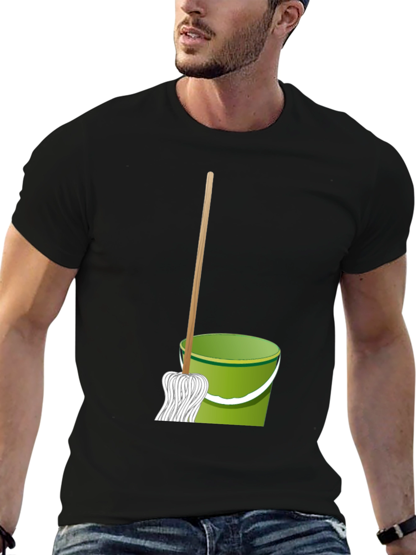 Mop & Bucket Graphic Tee - Cleaning Crew T-Shirt