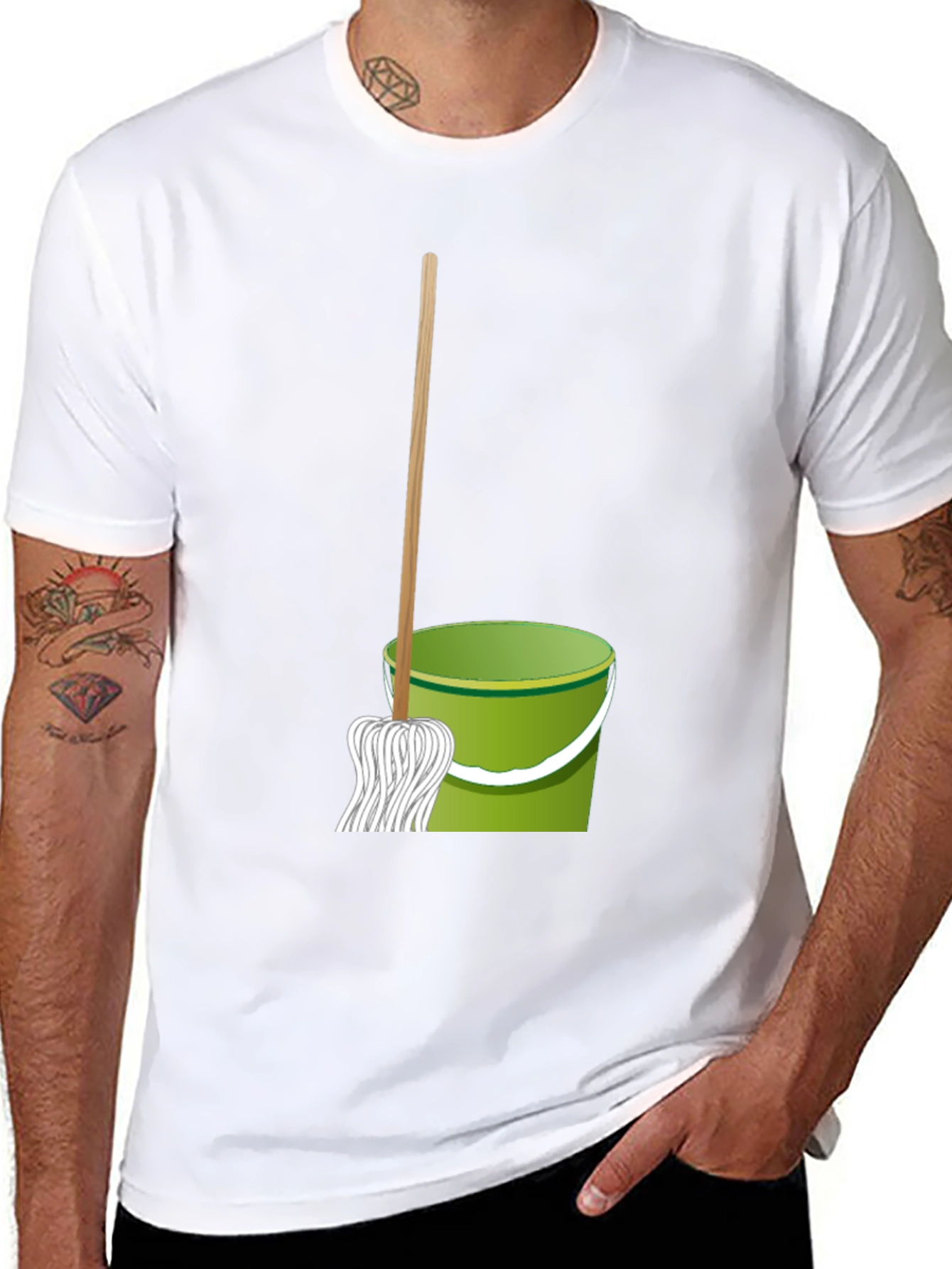 Mop & Bucket Graphic Tee - Cleaning Crew T-Shirt