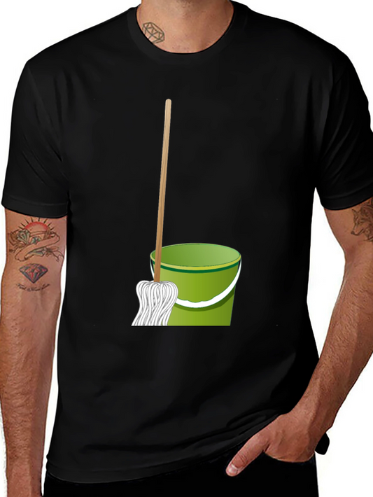 Mop & Bucket Graphic Tee - Cleaning Crew T-Shirt