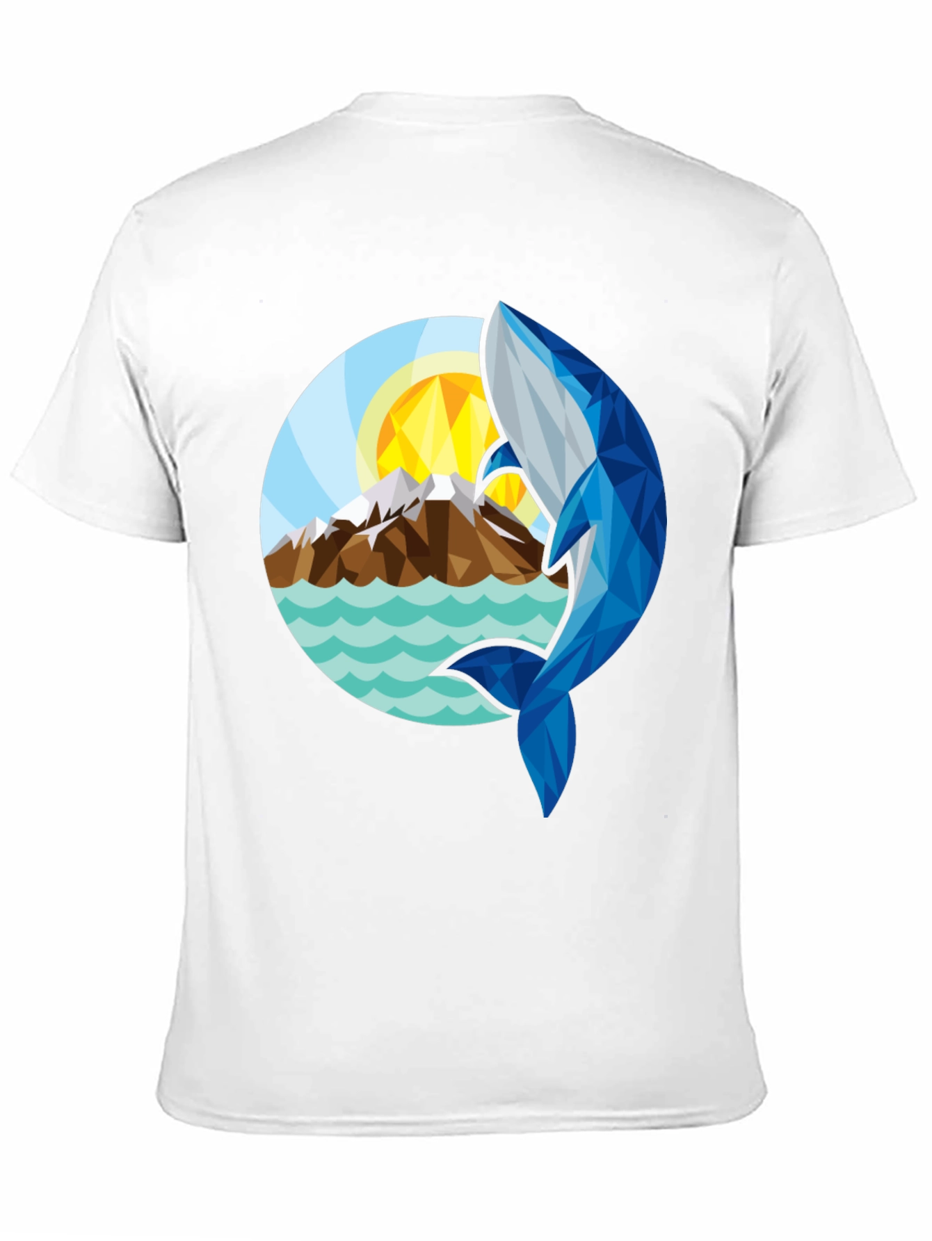 Geometric Whale Graphic T-Shirt - Stylish Black Tee