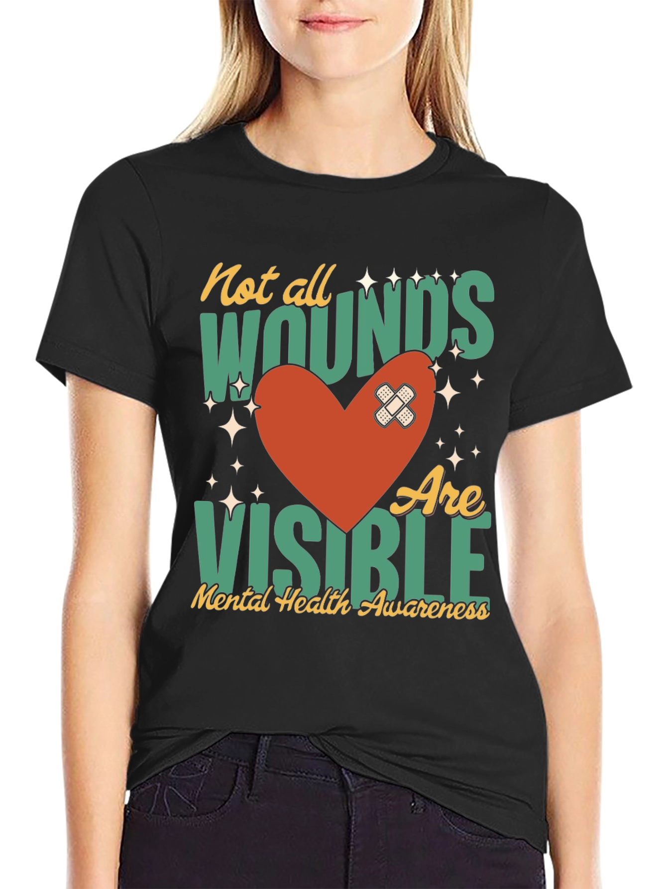 Mental Health Awareness T-Shirt - Not All Wounds Visible