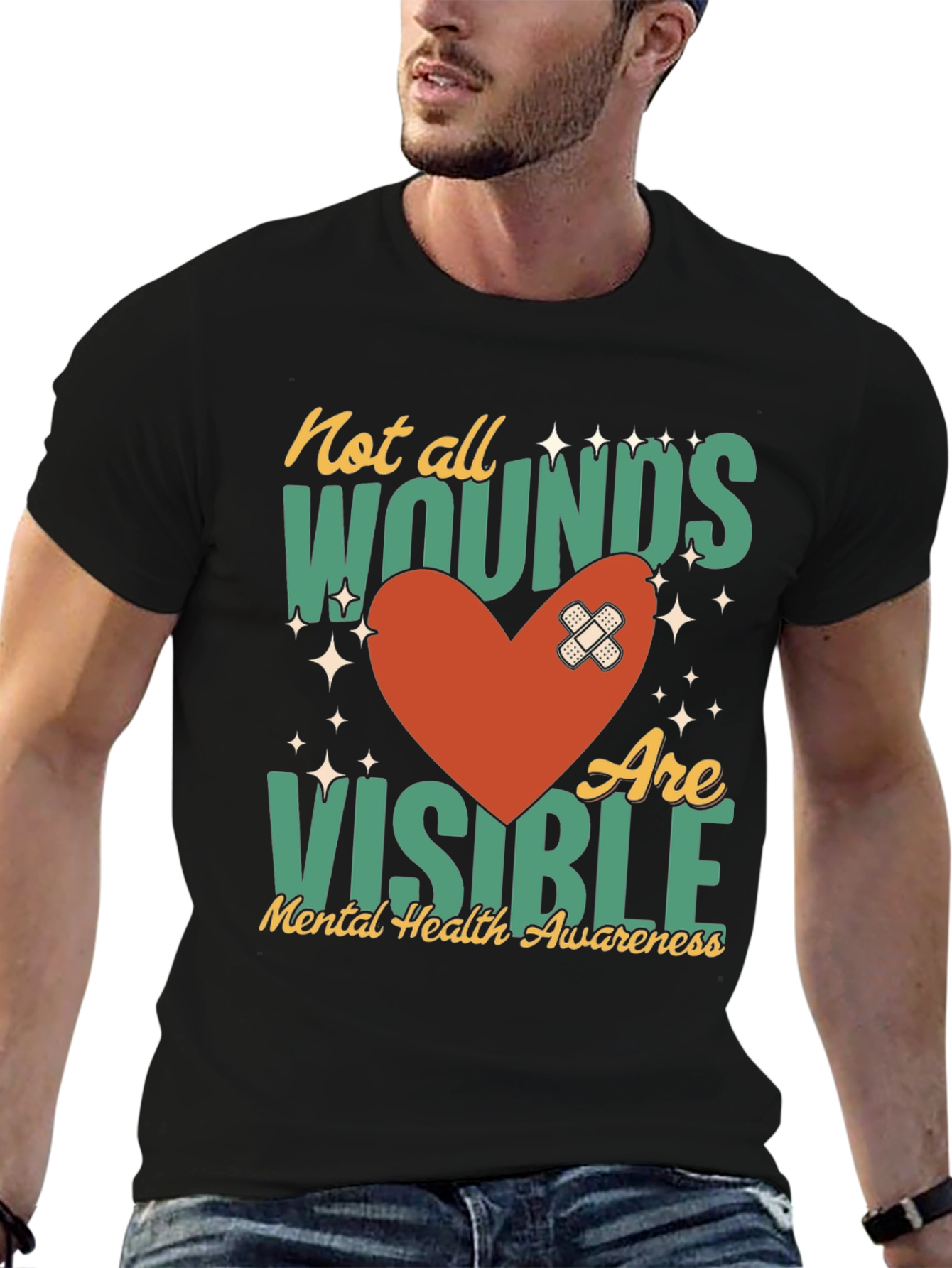 Mental Health Awareness T-Shirt - Not All Wounds Visible