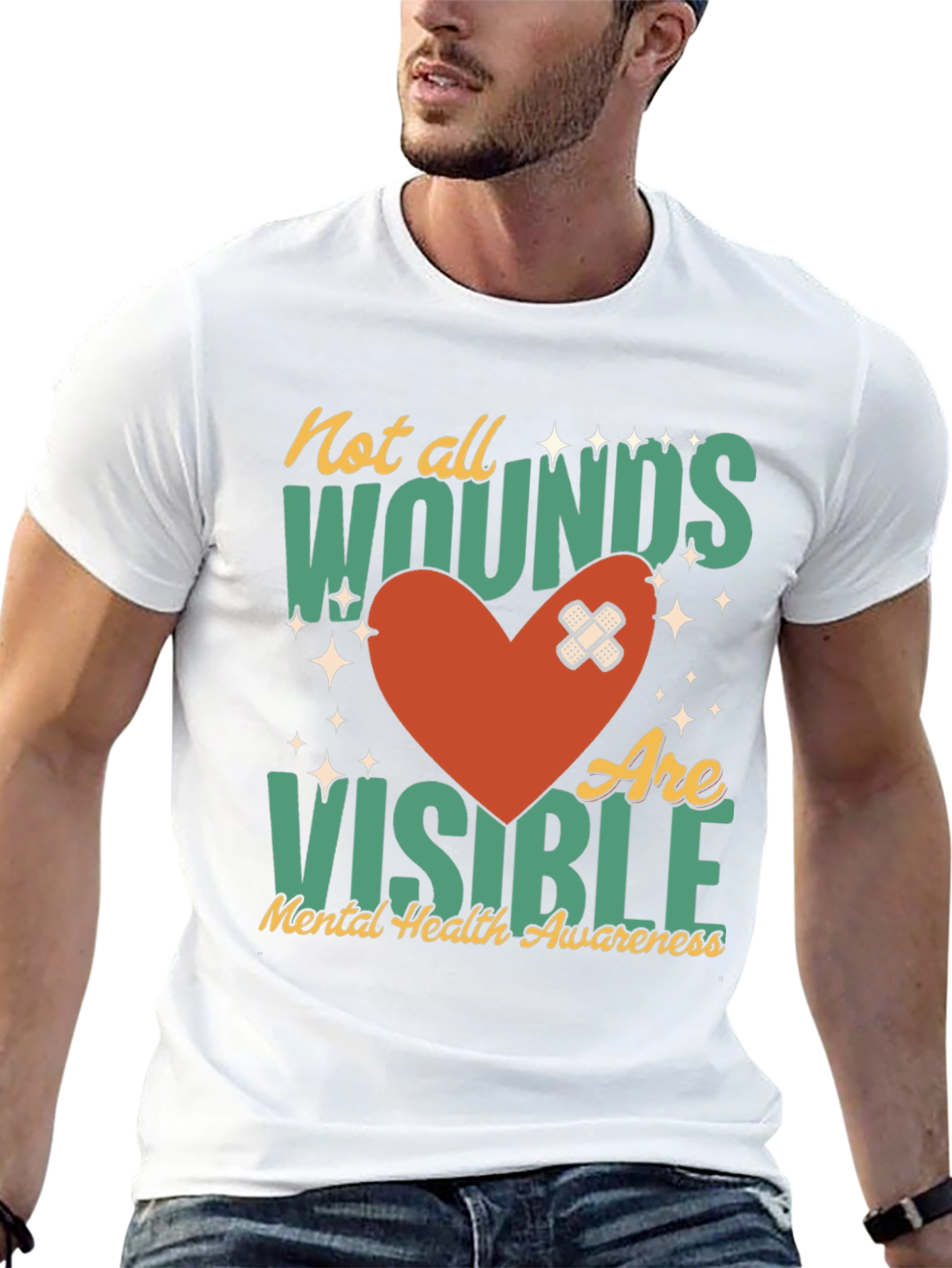 Mental Health Awareness T-Shirt - Not All Wounds Visible