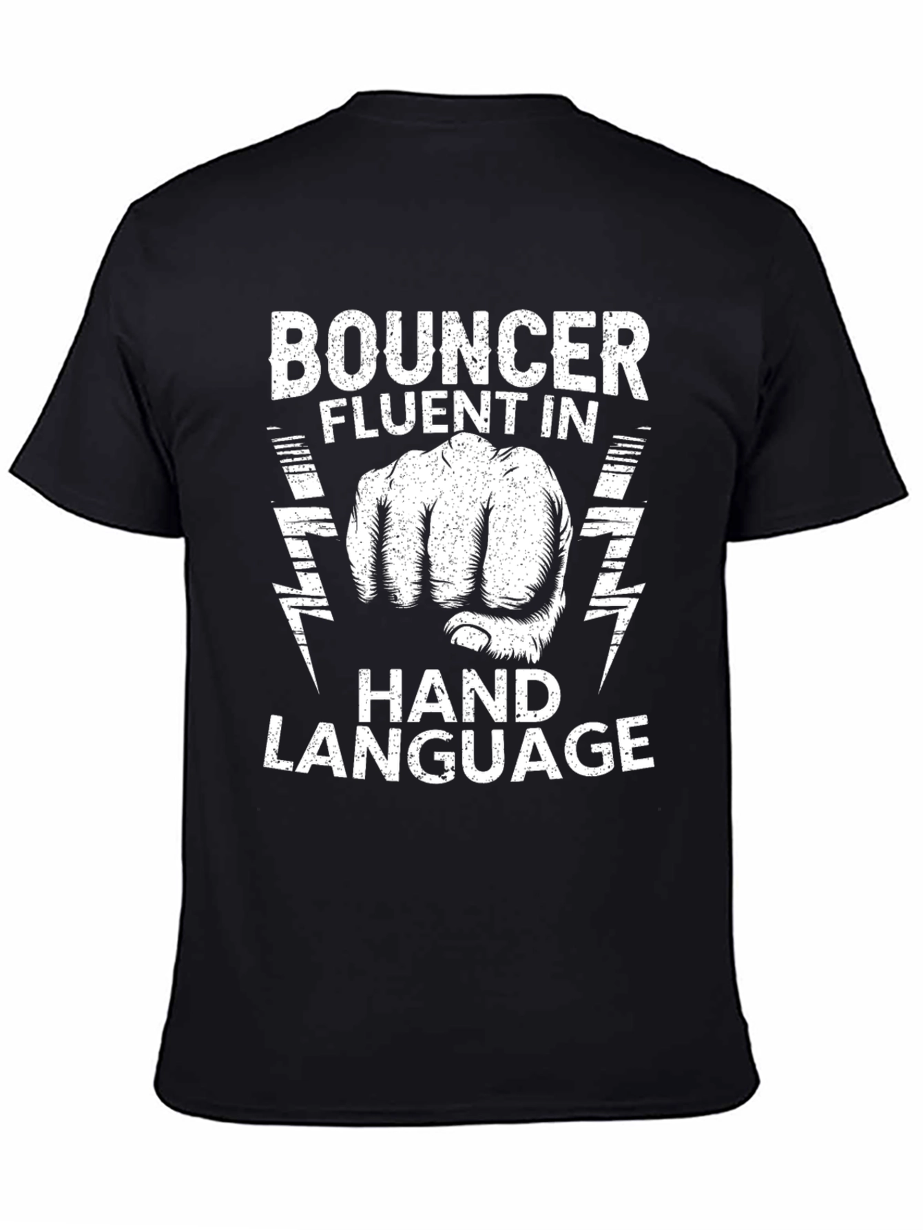 Bouncer Fluent in Hand Language Black T-Shirt