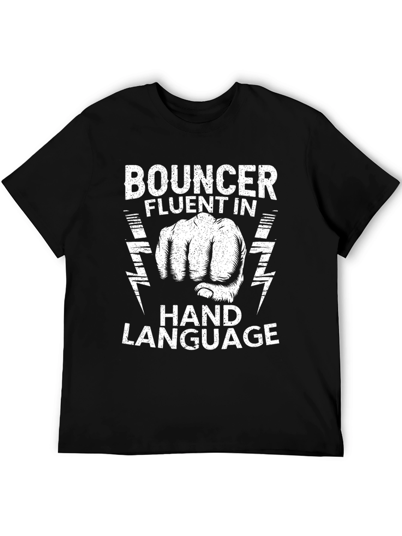 Bouncer Fluent in Hand Language Black T-Shirt