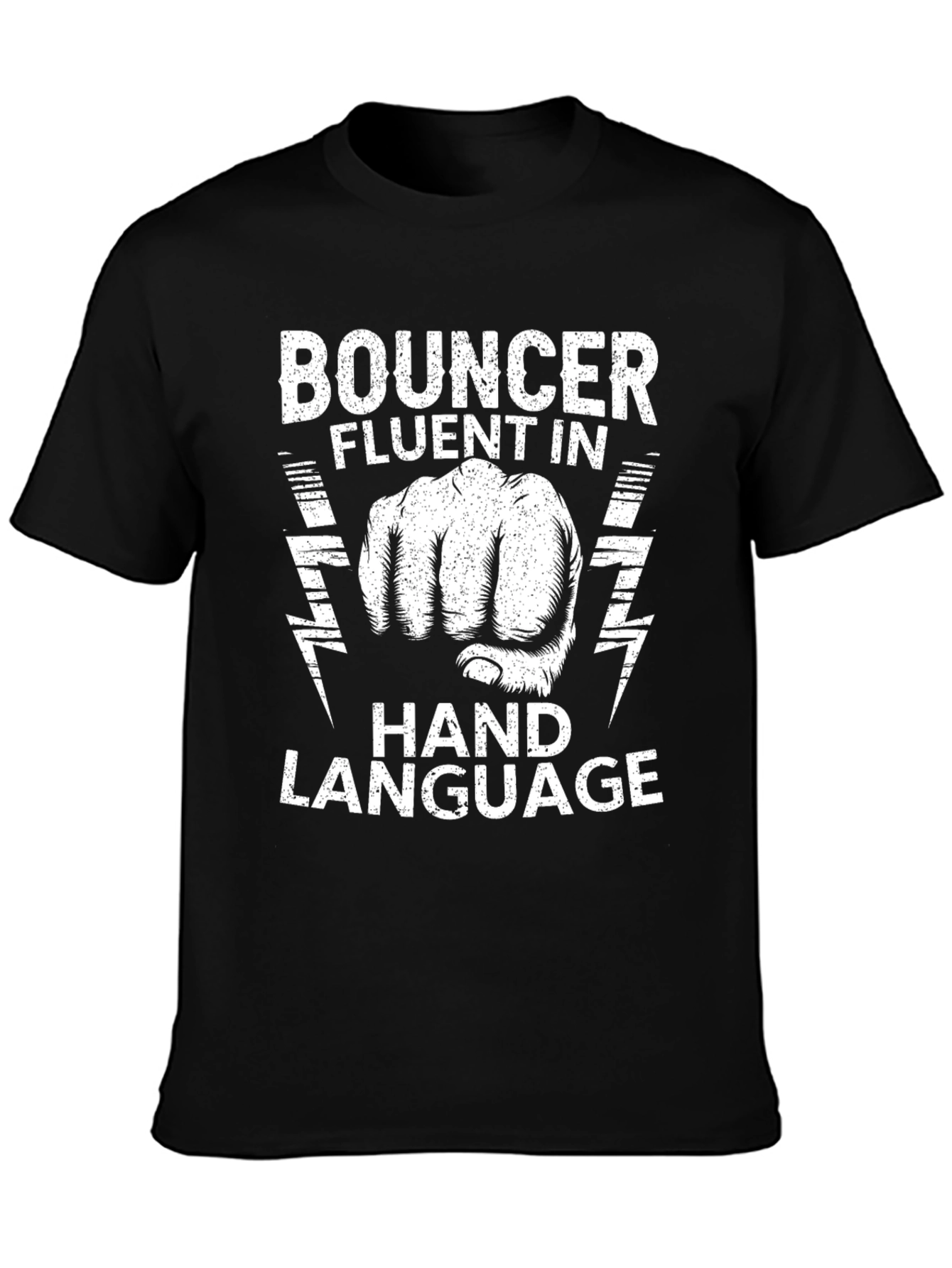 Bouncer Fluent in Hand Language Black T-Shirt