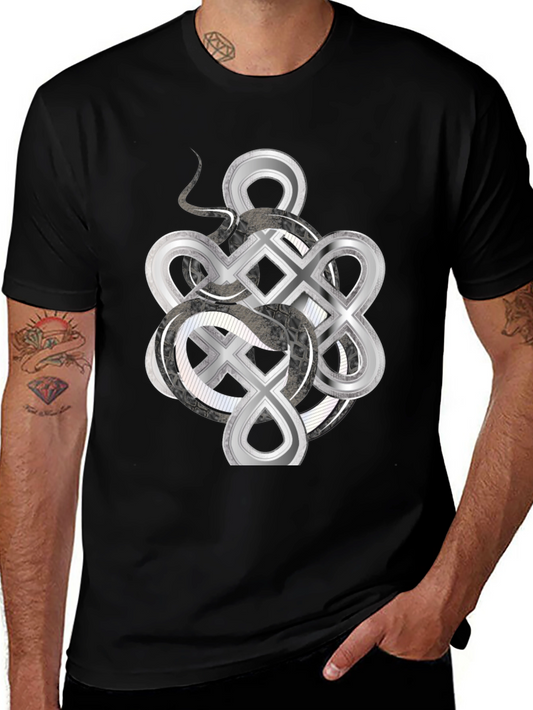Celtic Knot & Serpent Graphic Tee - Black