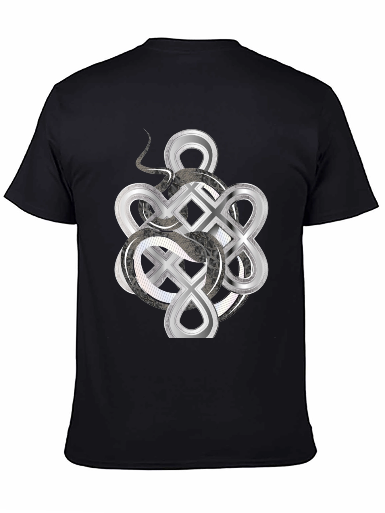 Celtic Knot & Serpent Graphic Tee - Black
