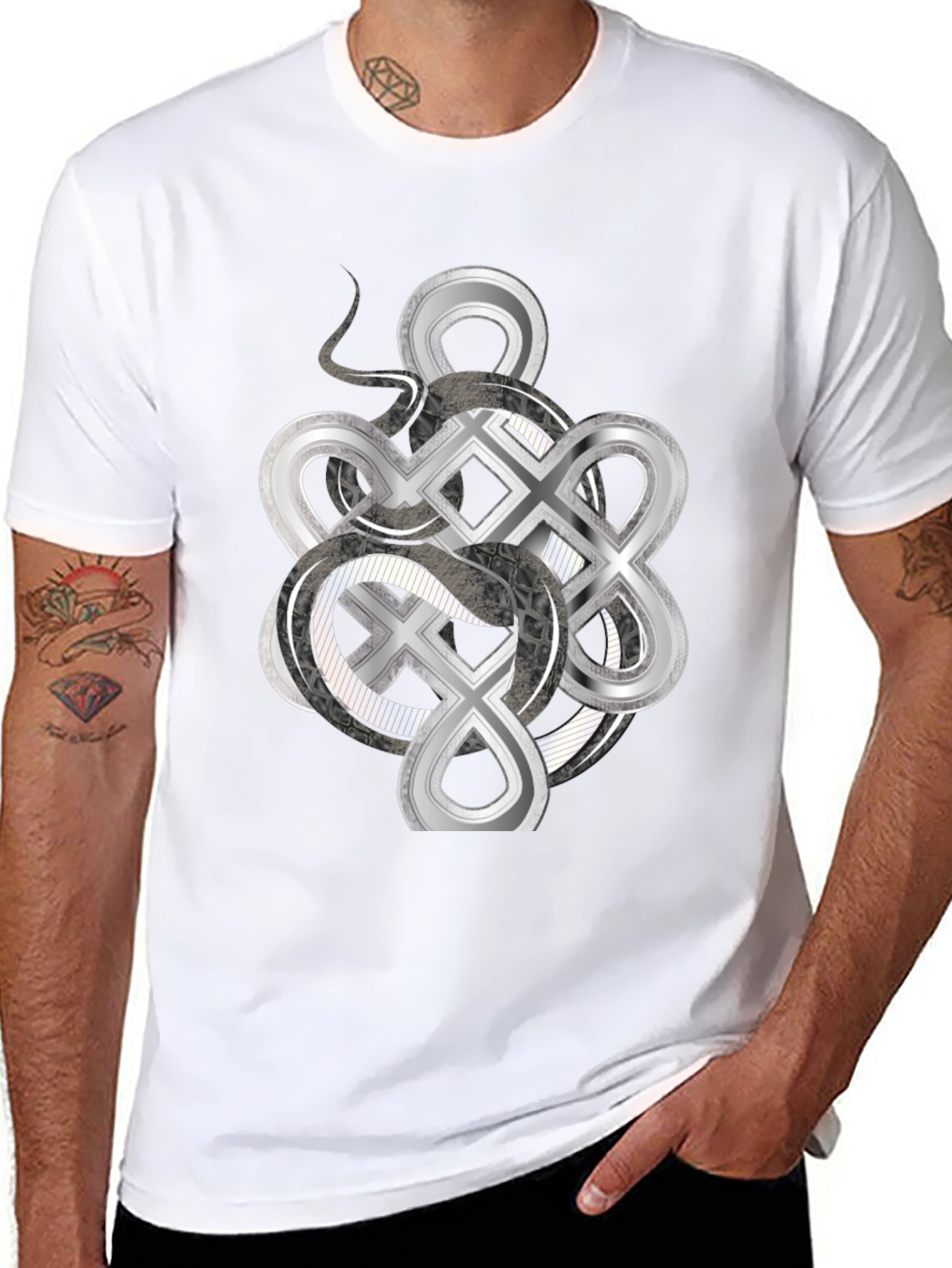 Celtic Knot & Serpent Graphic Tee - Black