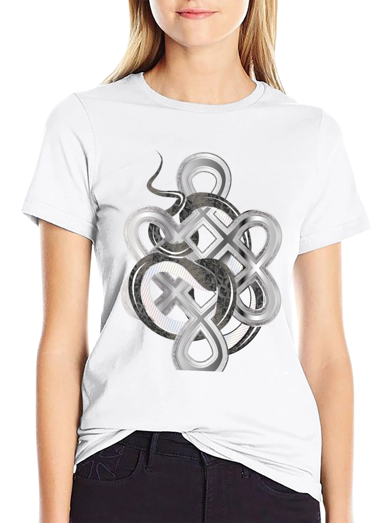 Celtic Knot & Serpent Graphic Tee - Black