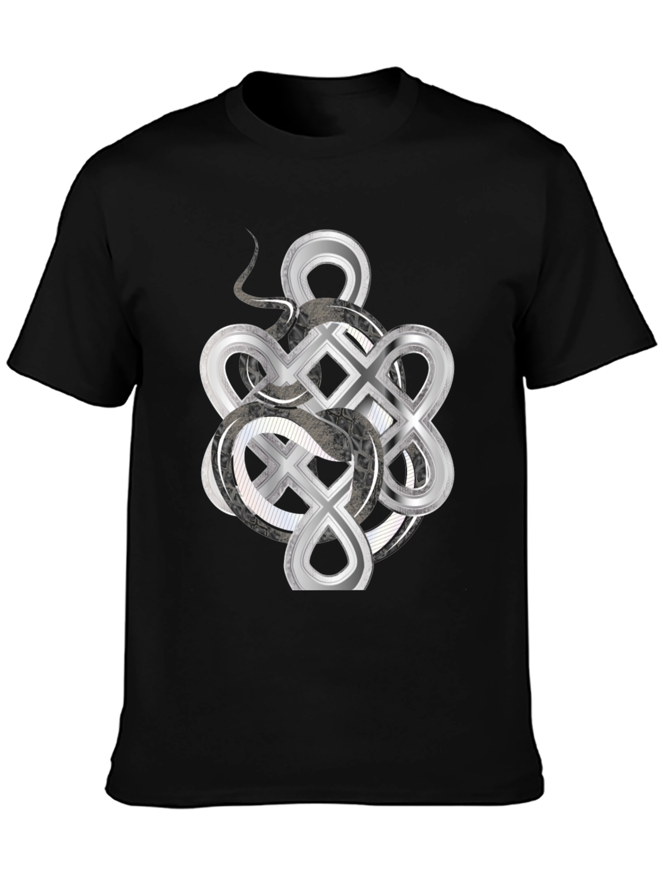 Celtic Knot & Serpent Graphic Tee - Black