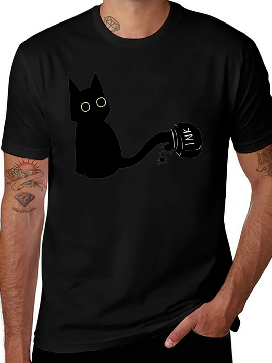 Black Cat Ink T-Shirt - Quirky Graphic Tee