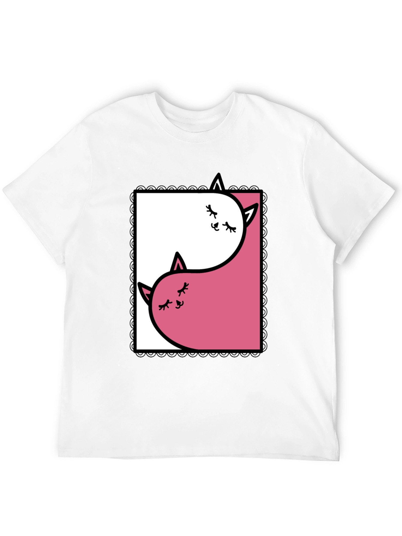 Yin Yang Cats Graphic Tee - Black
