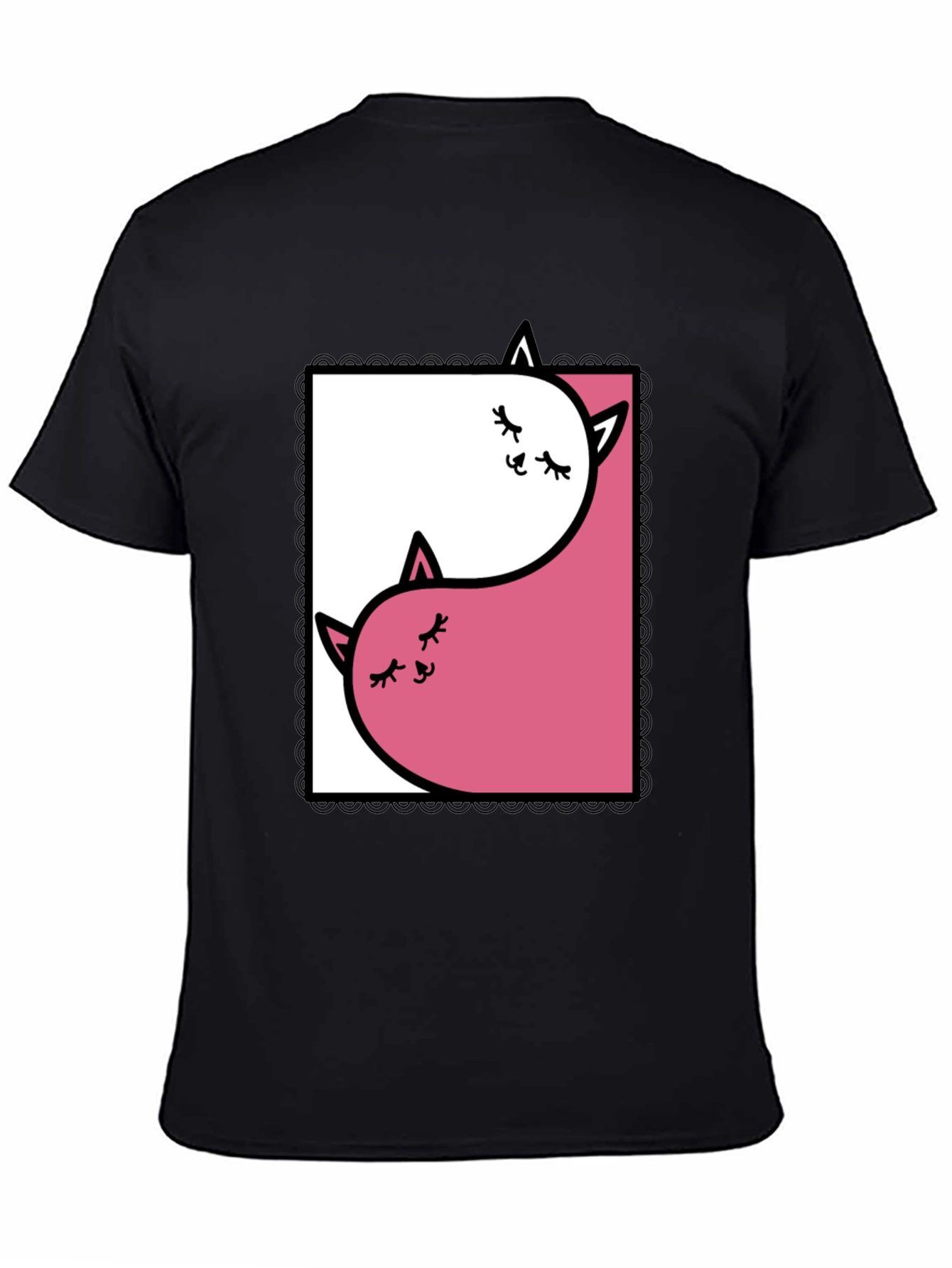 Yin Yang Cats Graphic Tee - Black