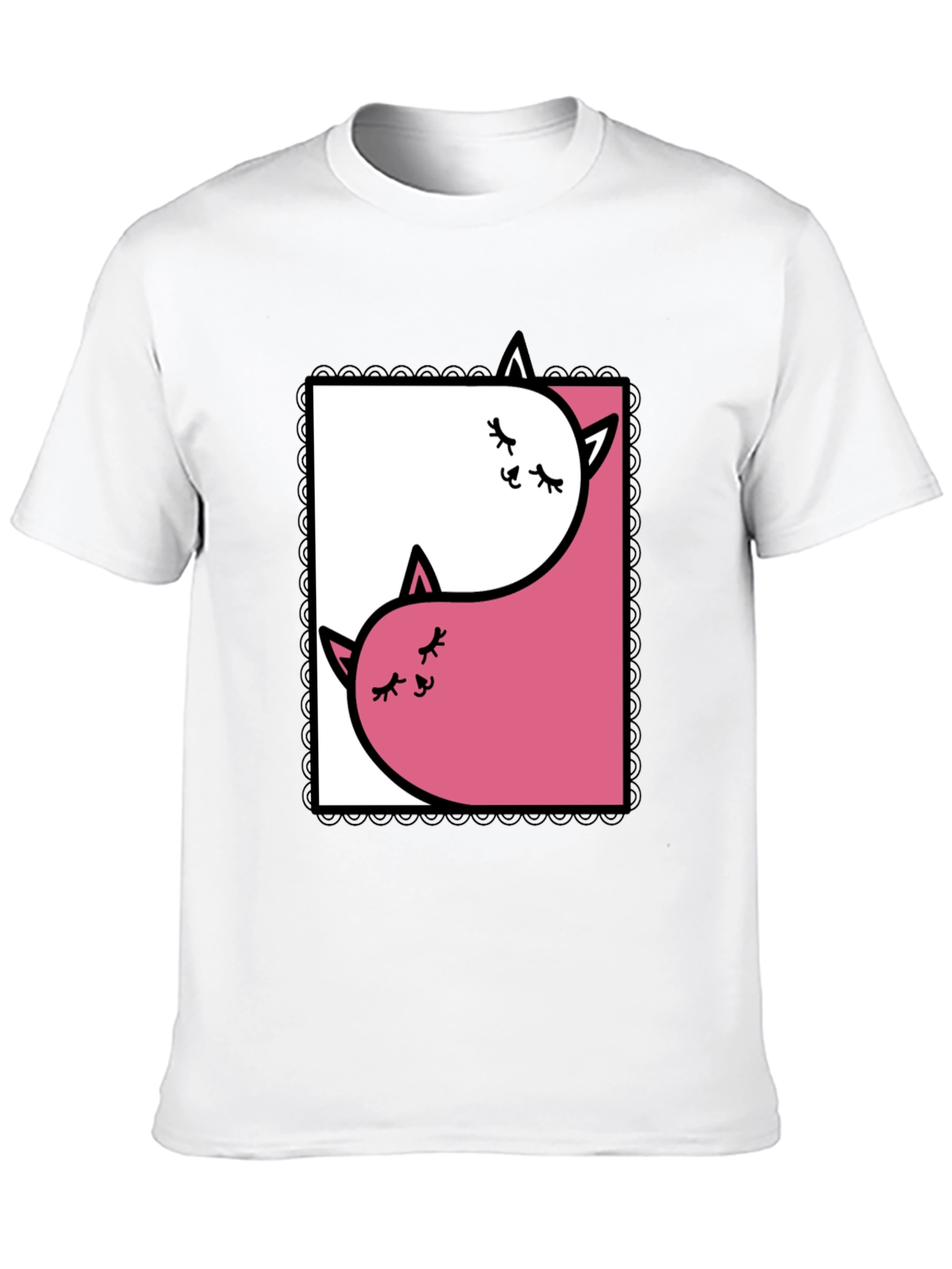 Yin Yang Cats Graphic Tee - Black