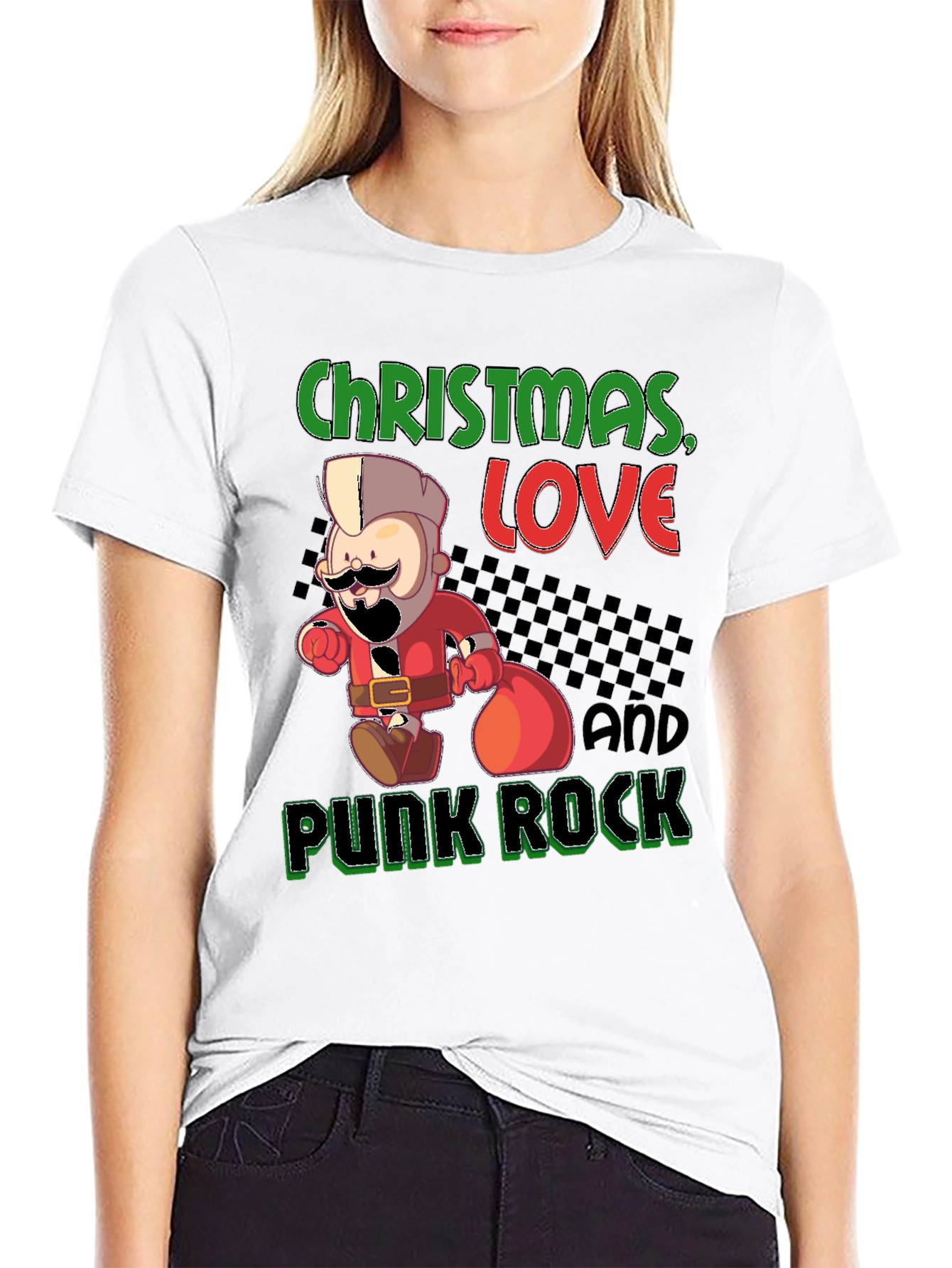 Christmas Love & Punk Rock Black Graphic Tee
