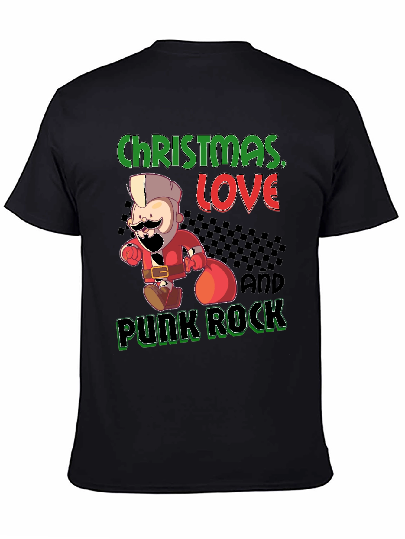 Christmas Love & Punk Rock Black Graphic Tee