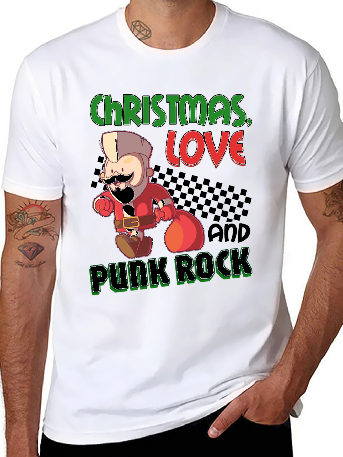 Christmas Love & Punk Rock Black Graphic Tee