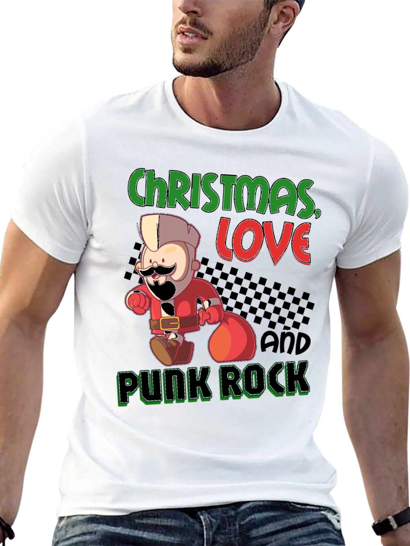 Christmas Love & Punk Rock Black Graphic Tee