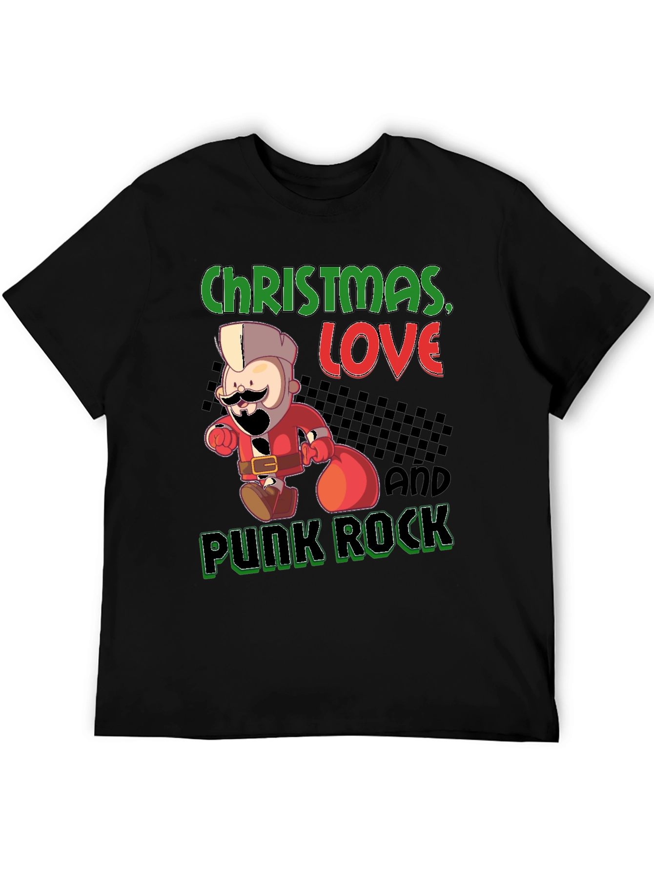 Christmas Love & Punk Rock Black Graphic Tee