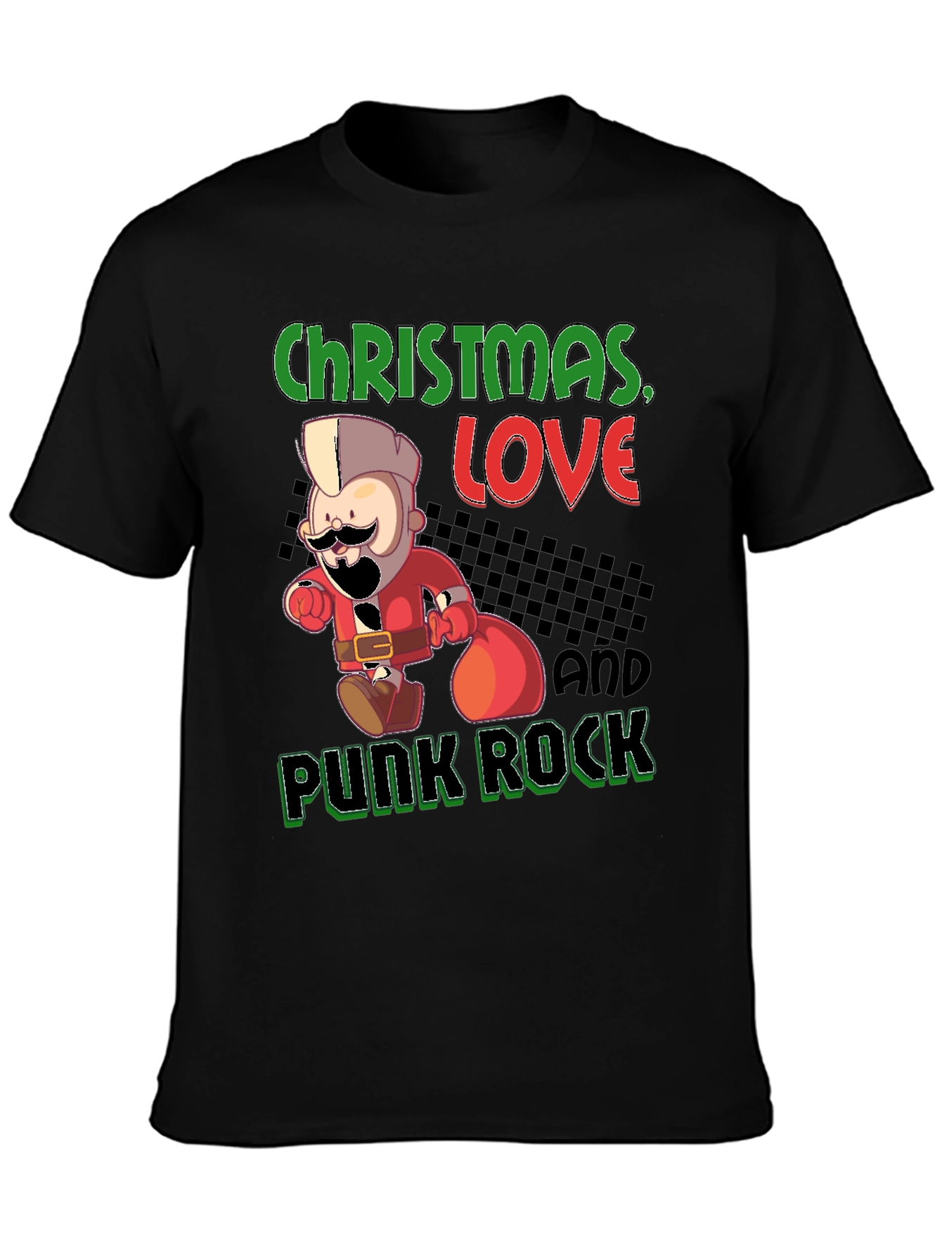 Christmas Love & Punk Rock Black Graphic Tee