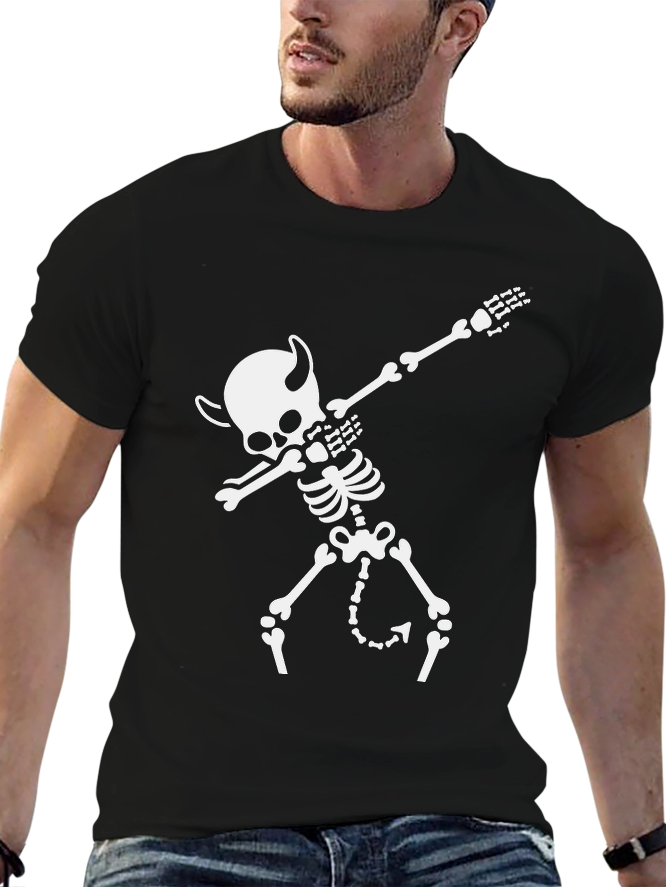 Dabbing Devil Skeleton Black T-Shirt