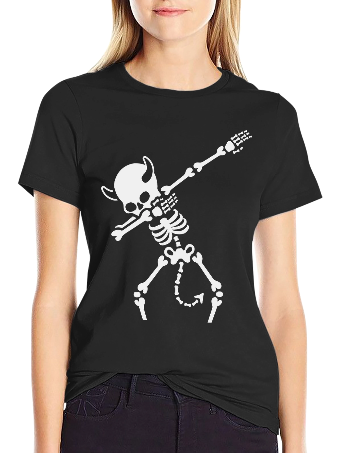 Dabbing Devil Skeleton Black T-Shirt