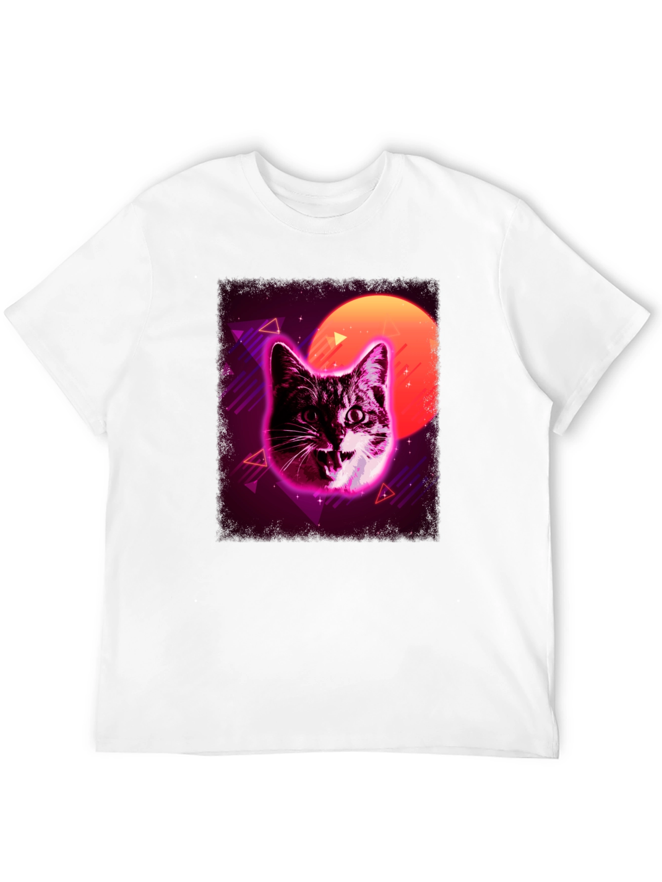 Retro Cat Graphic Tee - Black