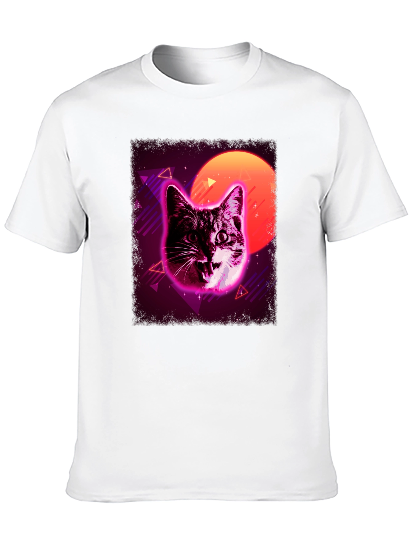 Retro Cat Graphic Tee - Black