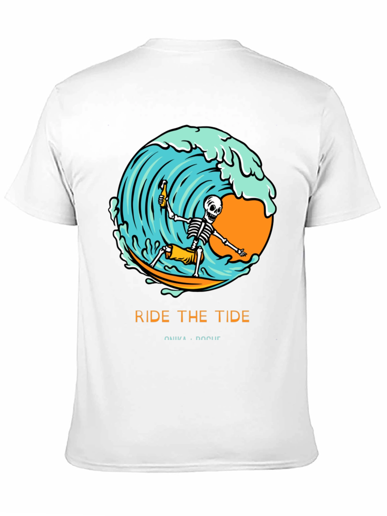 Ride the Tide Skeleton Surfer Graphic Tee