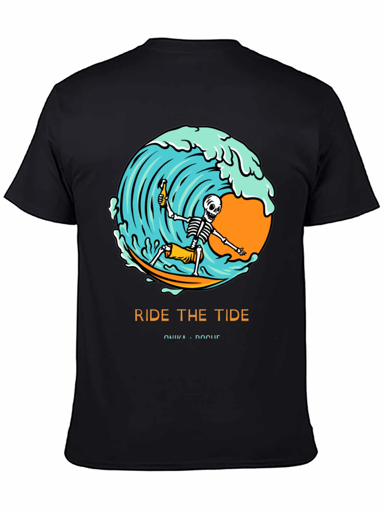 Ride the Tide Skeleton Surfer Graphic Tee