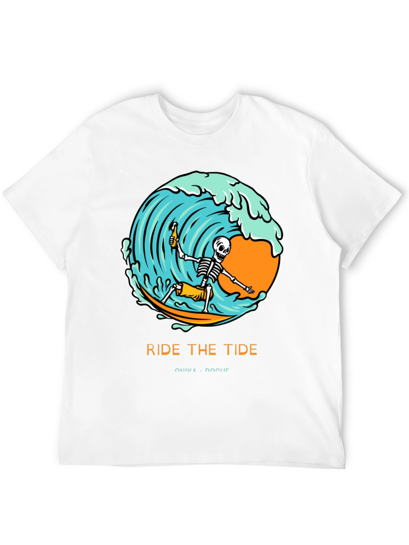 Ride the Tide Skeleton Surfer Graphic Tee