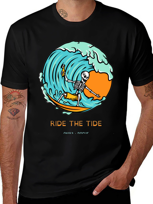 Ride the Tide Skeleton Surfer Graphic Tee