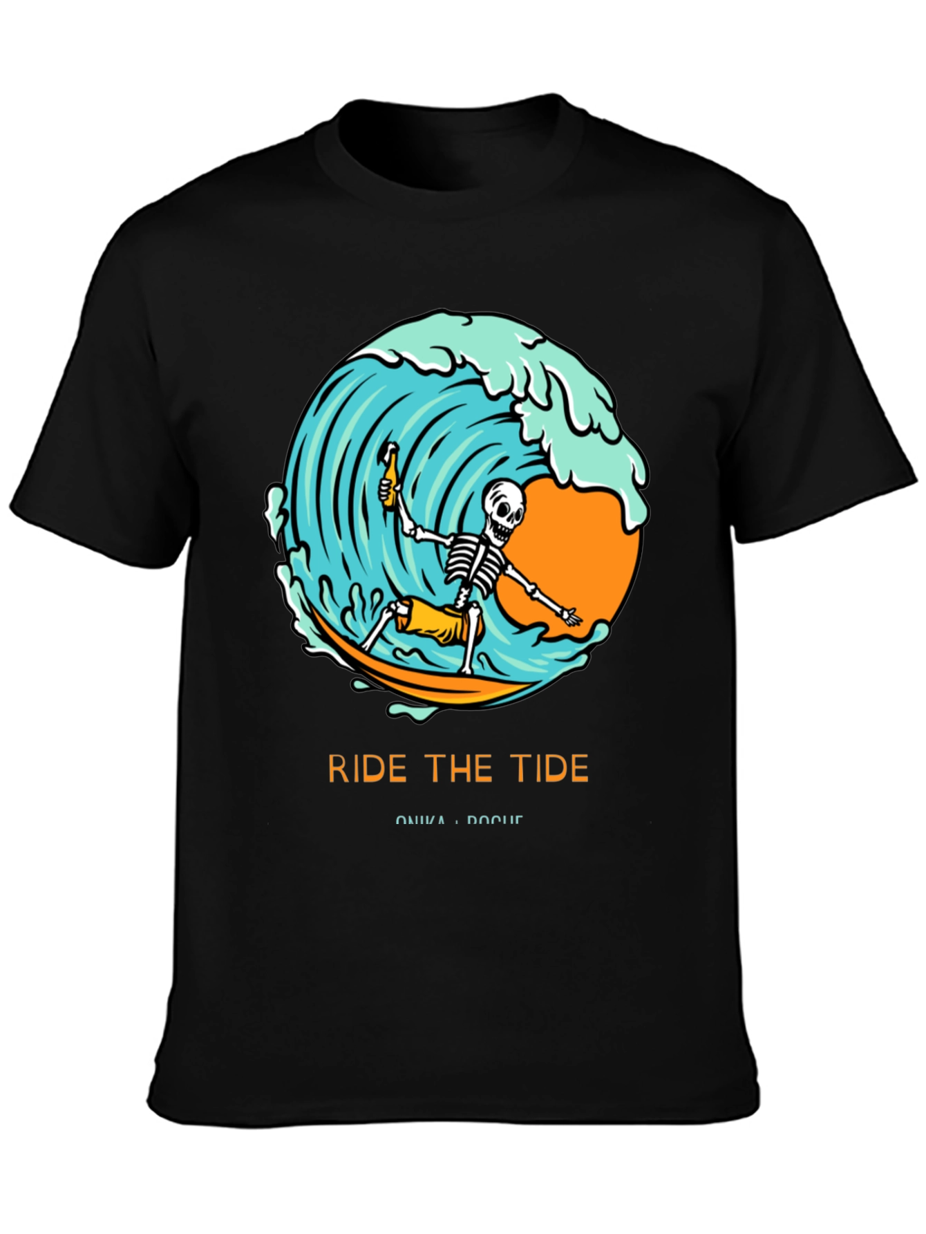 Ride the Tide Skeleton Surfer Graphic Tee