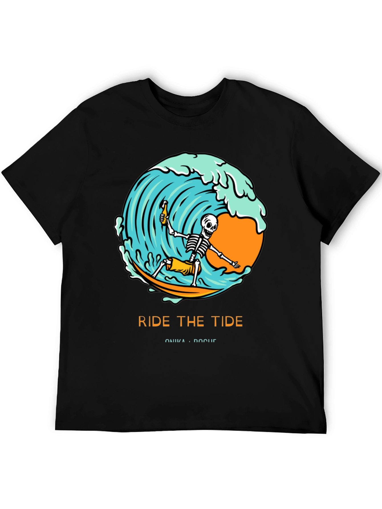 Ride the Tide Skeleton Surfer Graphic Tee