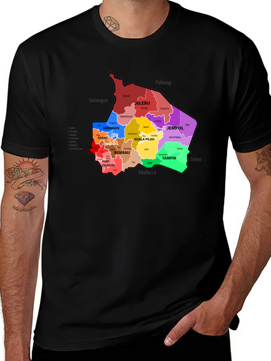 Colorful Map T-Shirt - Negeri Sembilan Districts