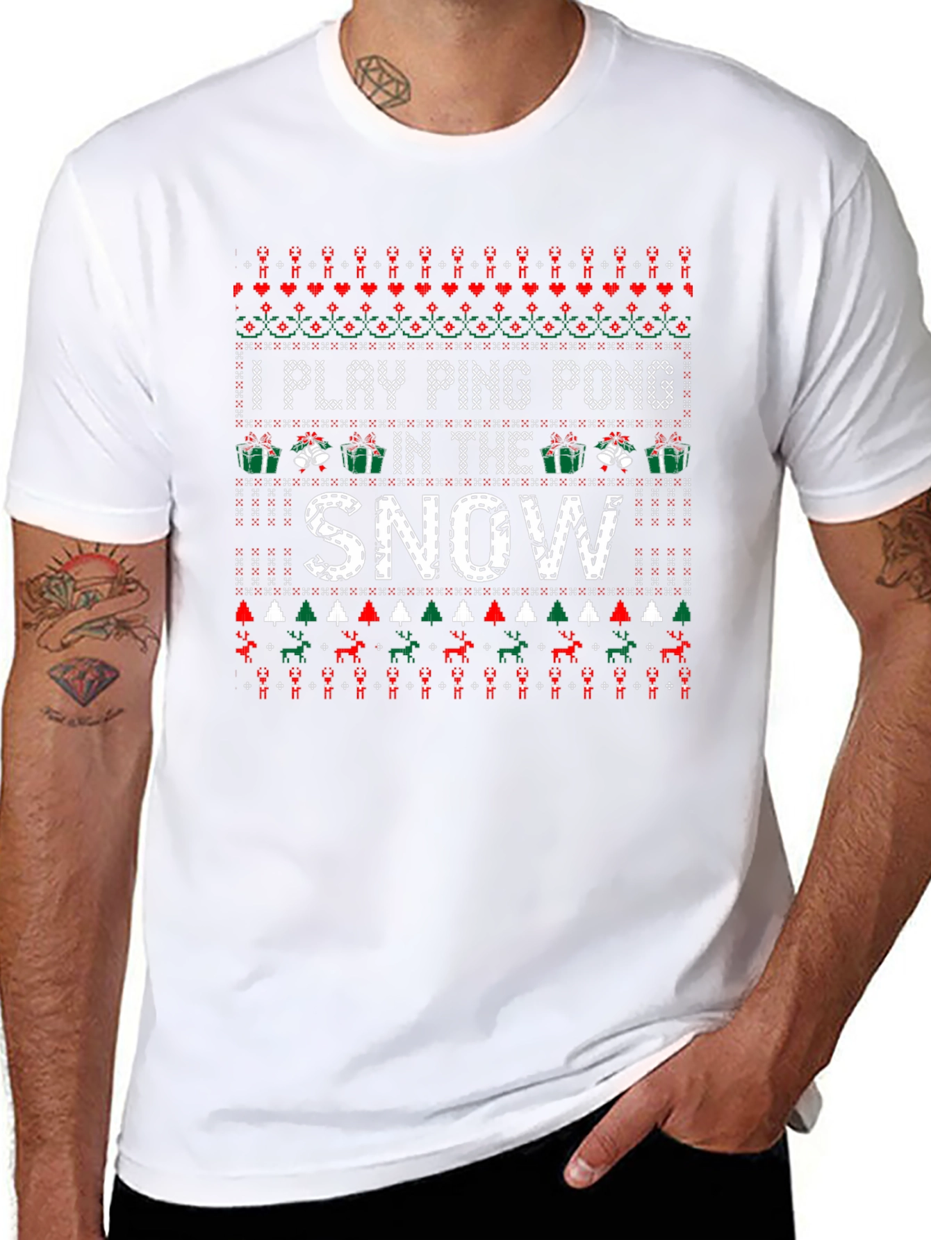 Ping Pong Snow Ugly Christmas Sweater T-Shirt