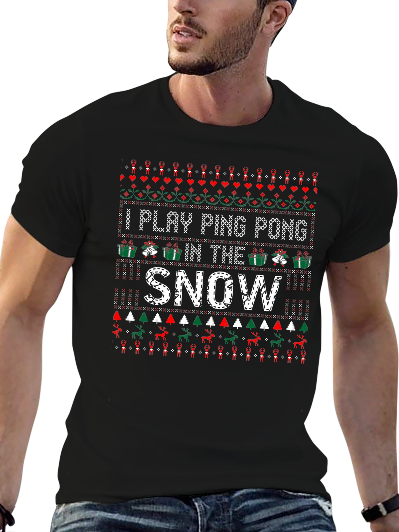 Ping Pong Snow Ugly Christmas Sweater T-Shirt