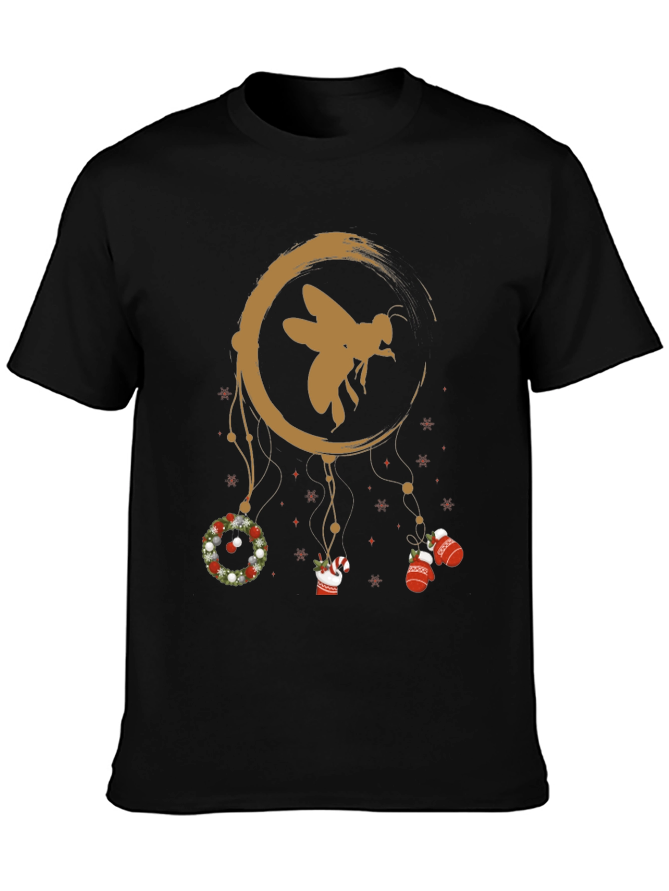 Festive Bee Graphic Tee - Christmas Holiday Design