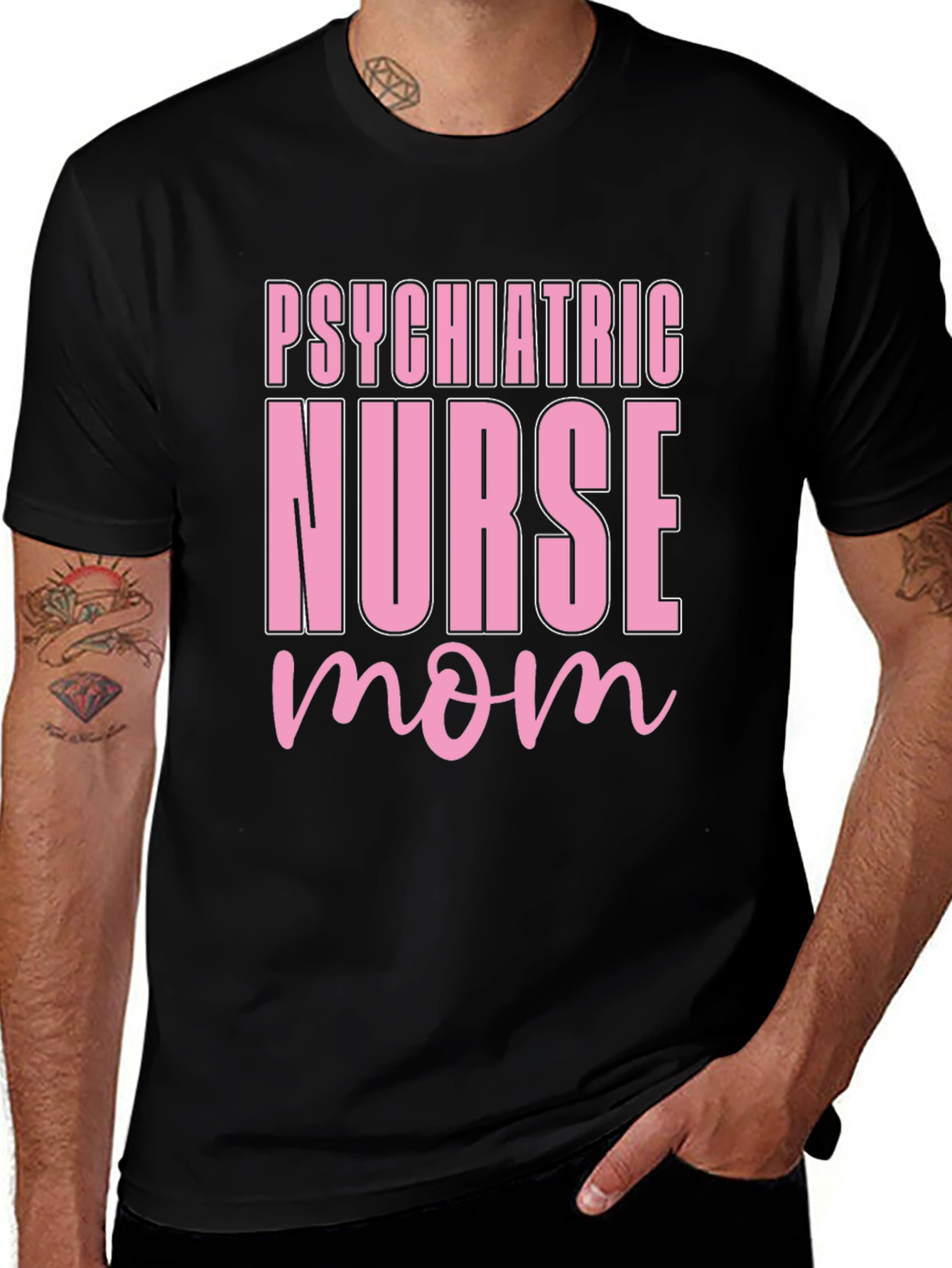 Psychiatric Nurse Mom Black T-Shirt