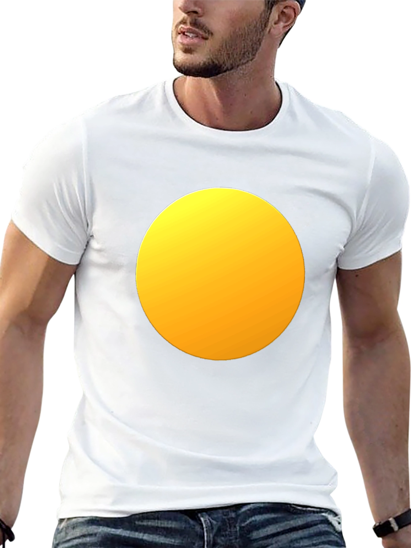 Mens Black T-Shirt with Yellow Circle Design