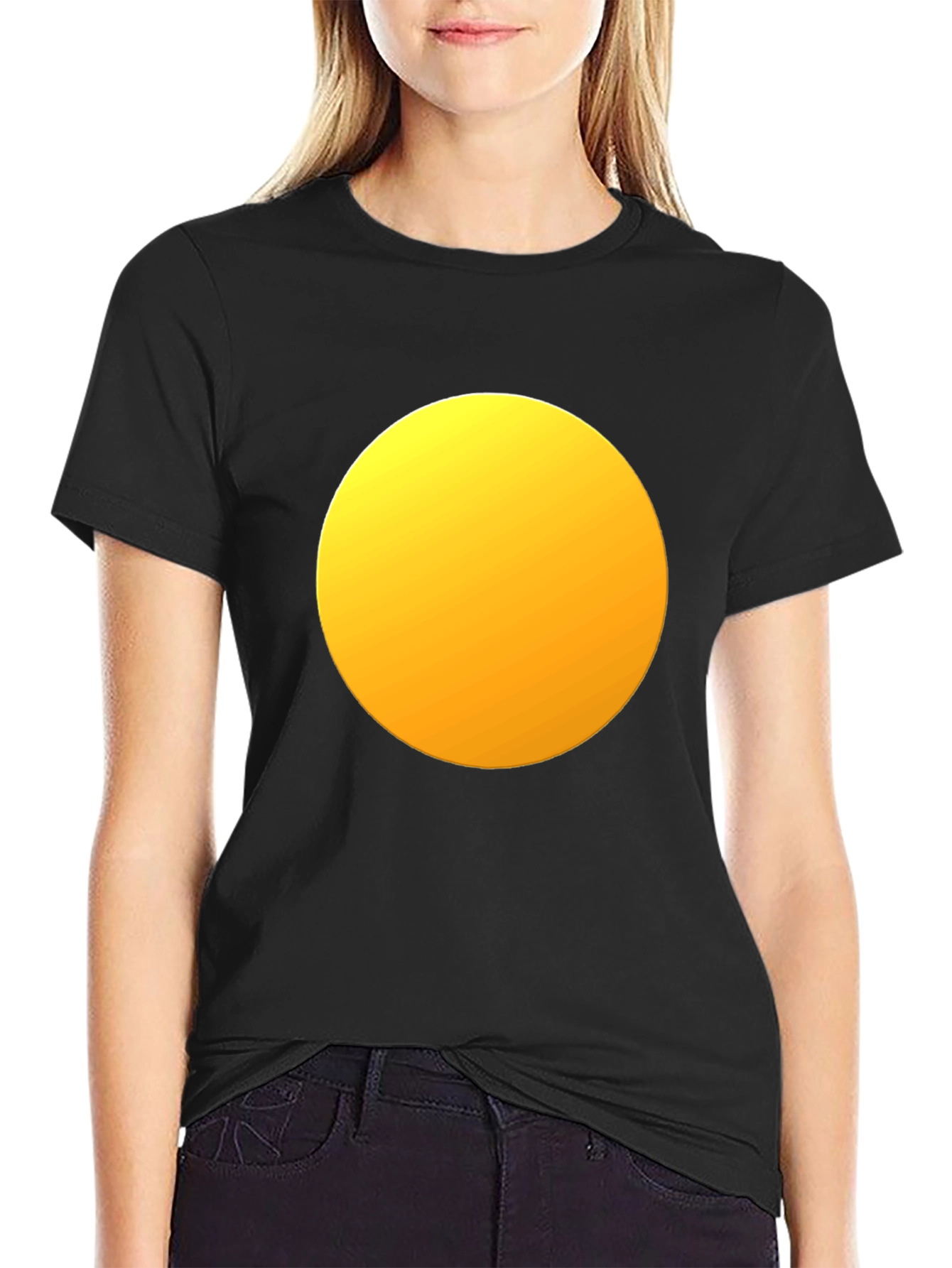 Mens Black T-Shirt with Yellow Circle Design