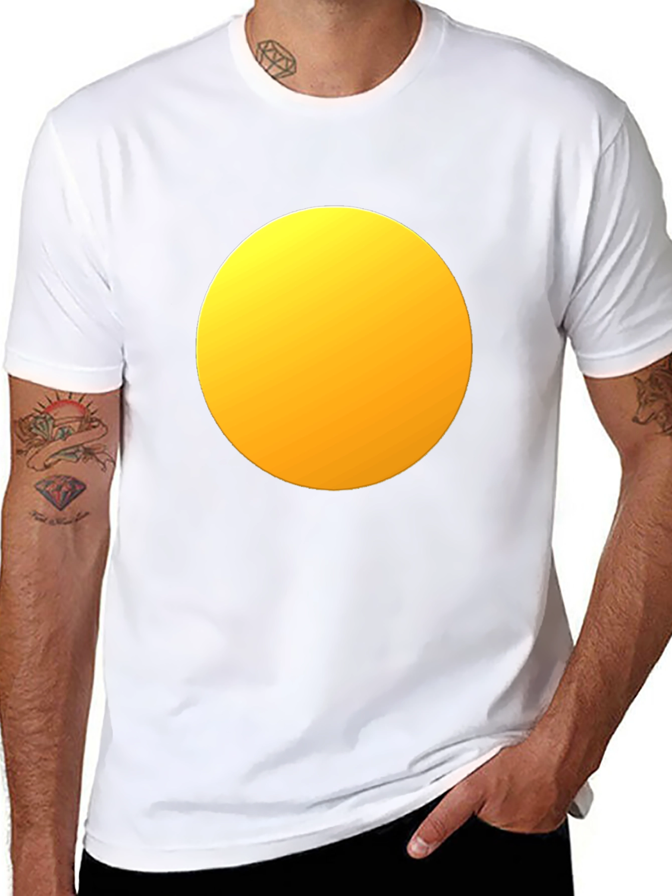 Mens Black T-Shirt with Yellow Circle Design