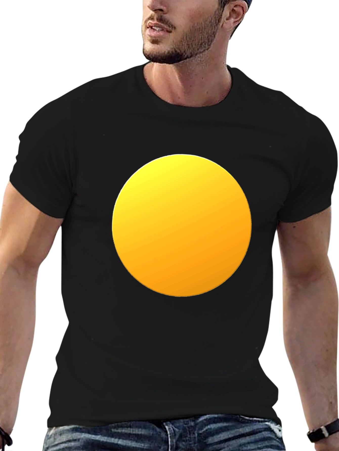 Mens Black T-Shirt with Yellow Circle Design