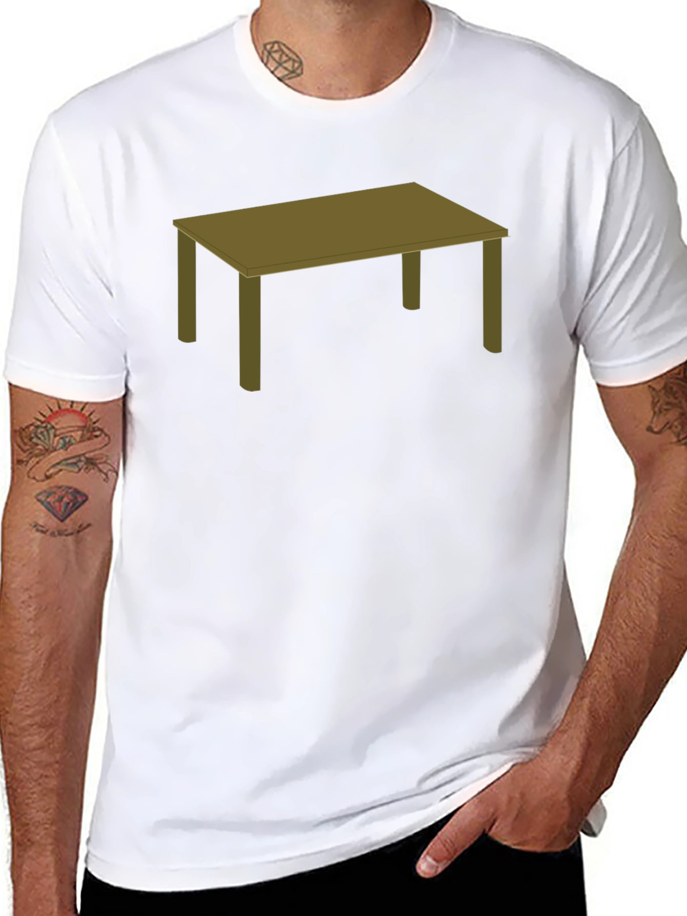 Mens Black T-Shirt with Table Graphic Tee